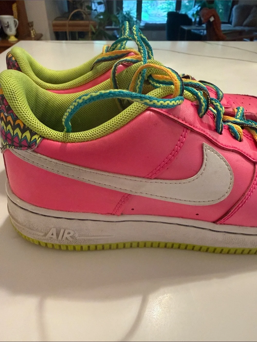 Nike AirForce 1 LV8 Low Pinky Blast Volt. Youth size 5.5/Women’s size 7.5.